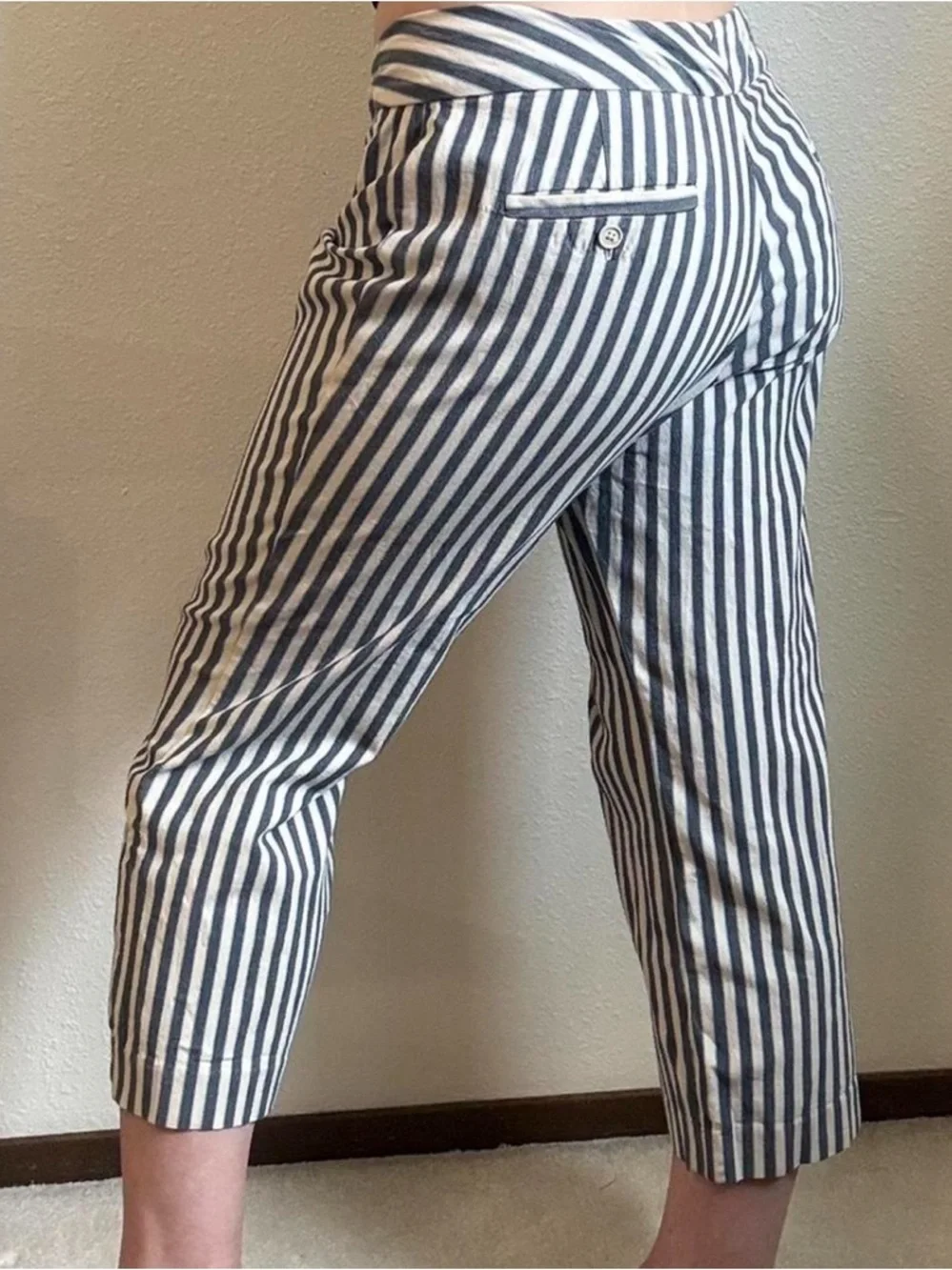 Y2K Gap Low Rise Striped Wide Leg Capris Vintage Twee Boho Coquette - Picture 4 of 8